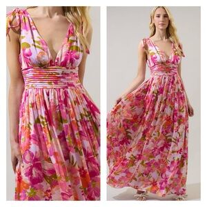 SUGARLIPS Floral Pink Maxi Dress
